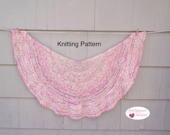 Half Circle Shawl Wrap Knitting Pattern, Butterfly Lace, Pi Shape, Worsted Aran Yarn, Top Down Picots