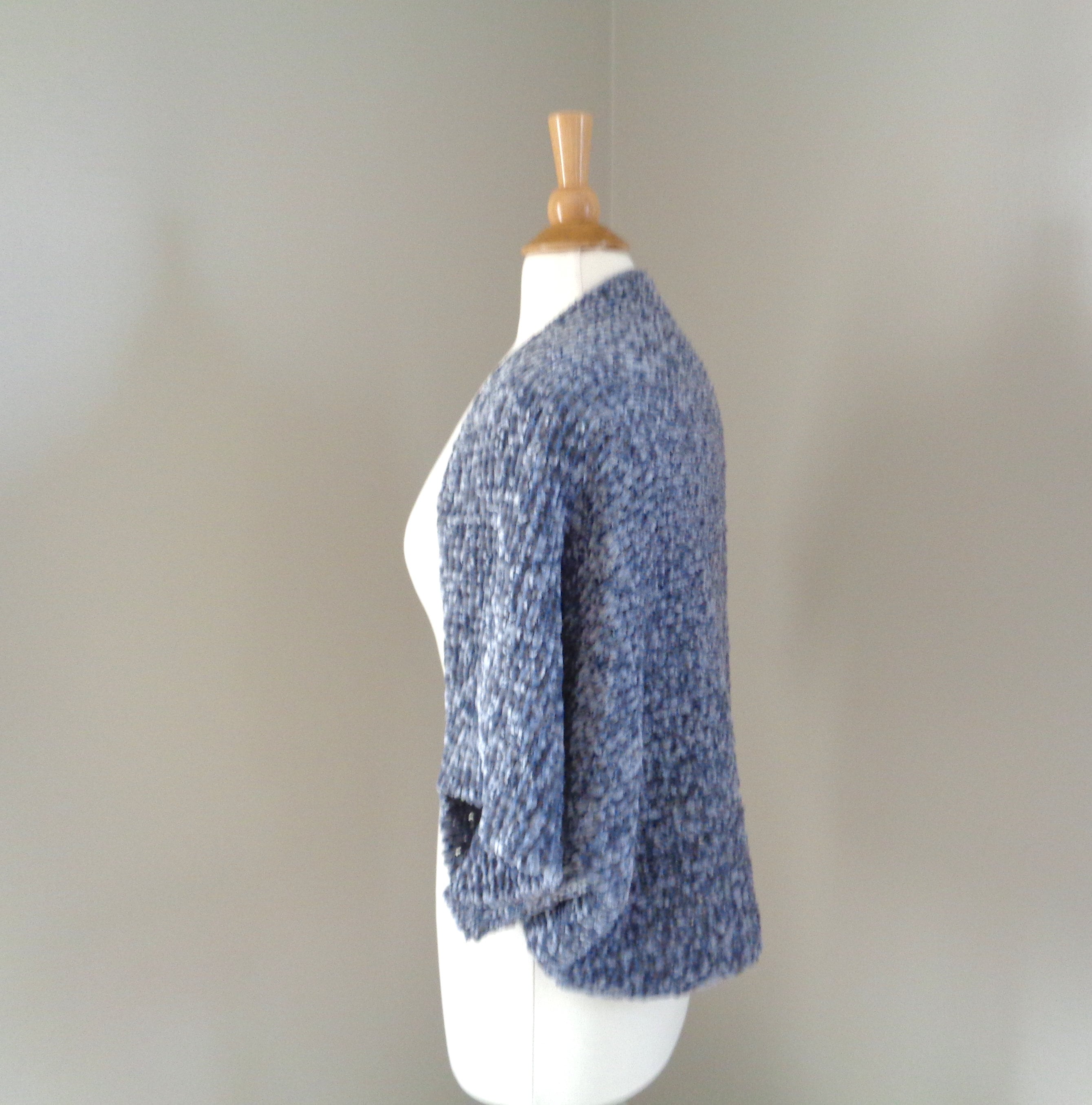 Slouchy Shrug Easy Knit Pattern Shawl Collar Chunky Yarn - Etsy