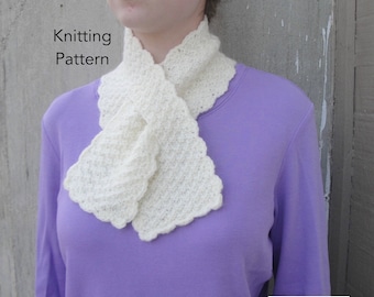 Pull Through Scarf Knitting Pattern, Easy Ascot Neck Warmer, Office Scarflette, Keyhole Scarf, Worsted Weight Yarn