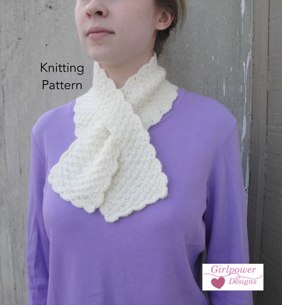 Pull Through Scarf Knitting Pattern Easy Ascot Neck Warmer Office Scarflette Keyhole Scarf Worsted Weight Yarn