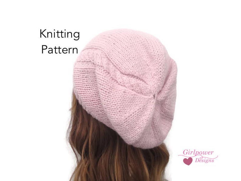 Easy Slouch Hat PDF Knitting Pattern Cable Detail Beanie - Etsy