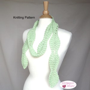 Scallop Leaf Scarf Knitting Pattern, Quick Knit Pattern, Skinny Wrap Scarf, Aran Bulky Yarn, Women Teen Girls