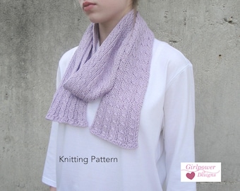 Easy Knit Scarf PDF Knitting Pattern, Cable Tutorial, Easy Beginning Knitter, Men Women Children, Worsted Weight Yarn