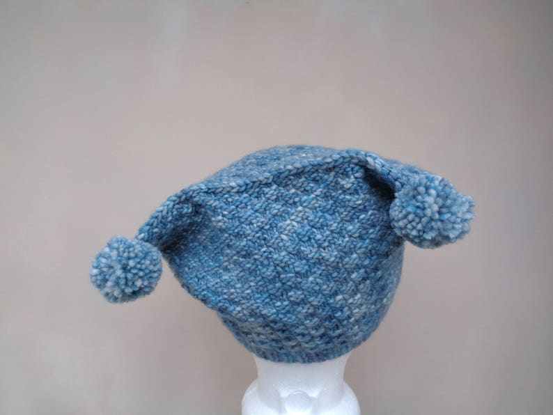 Knit Hat Pattern for Kids Jester Hat With Pompoms Kitty Ear Etsy
