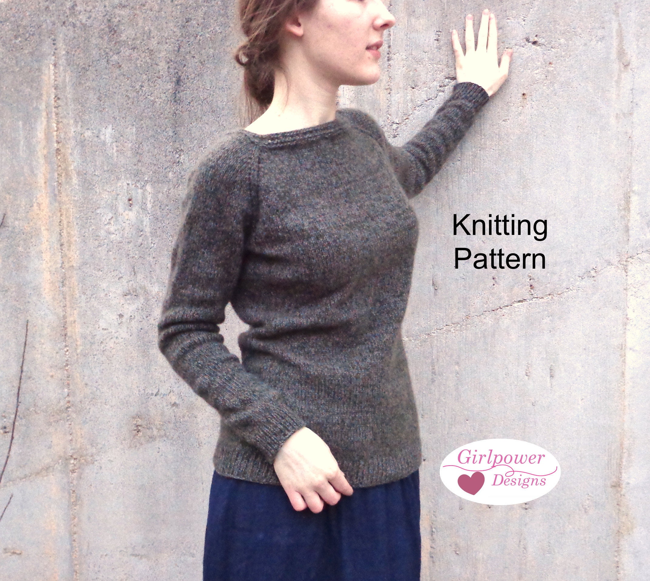 Pullover Sweater Knitting Pattern, Boat Neck, Eyelet Raglan, Long