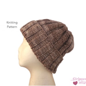 Ribbed Beanie Knitting Pattern, Knit Hat Pattern, Quick Easy Pattern, Malabrigo Twist Aran Yarn, Kids Teens Women Men