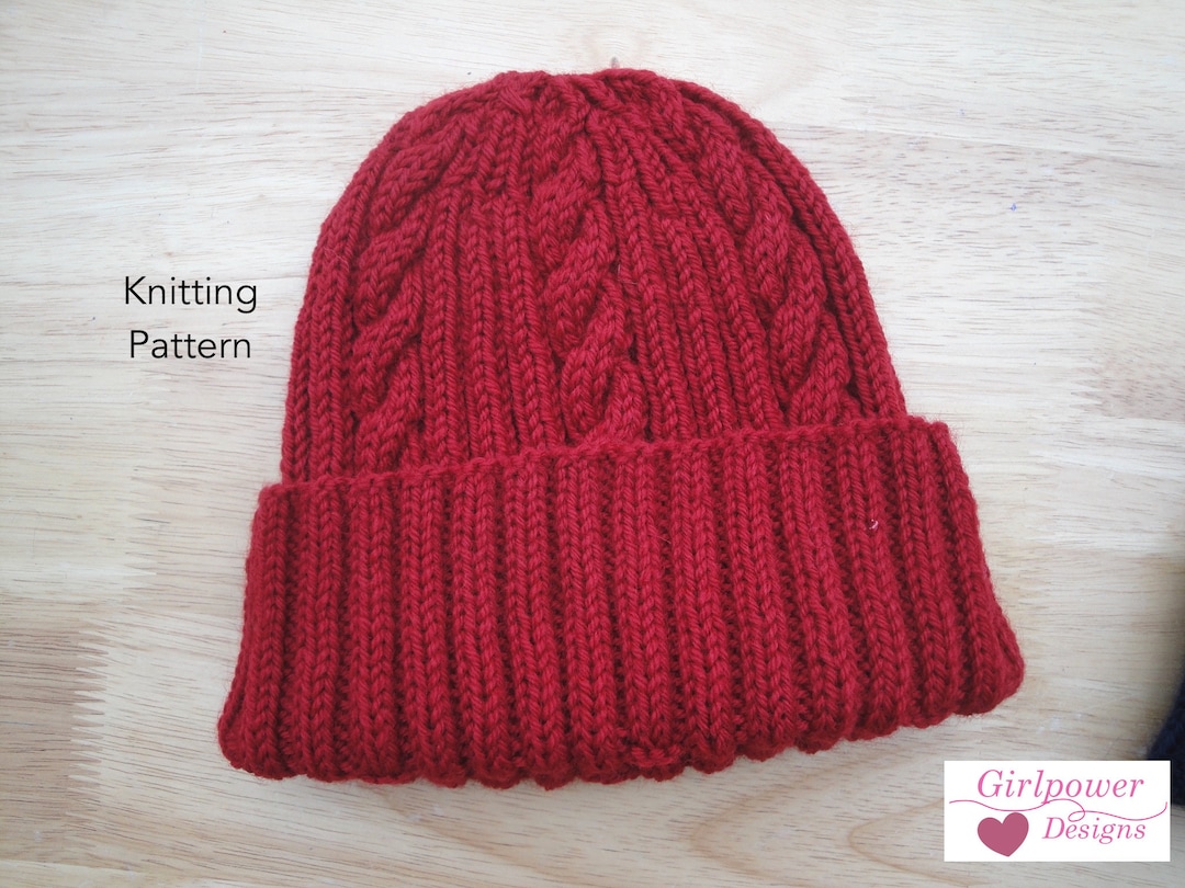 Classy Cable Hat PDF Knitting Pattern, Worsted Wool Yarn, Watch Cap ...