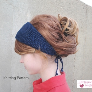 Tie Back Headband Knitting Pattern, Quick Knit, DK Worsted Yarn, Seed Stitch, Short Rows