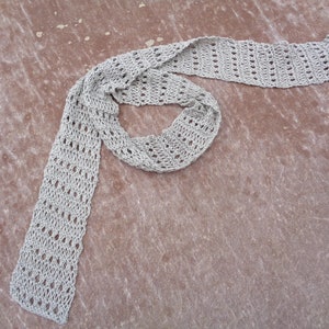 Textured Skinny Scarf with Eyelets and Drop Stitches, Knitting Pattern, Easy Beginner, Neck Wrap Scarf