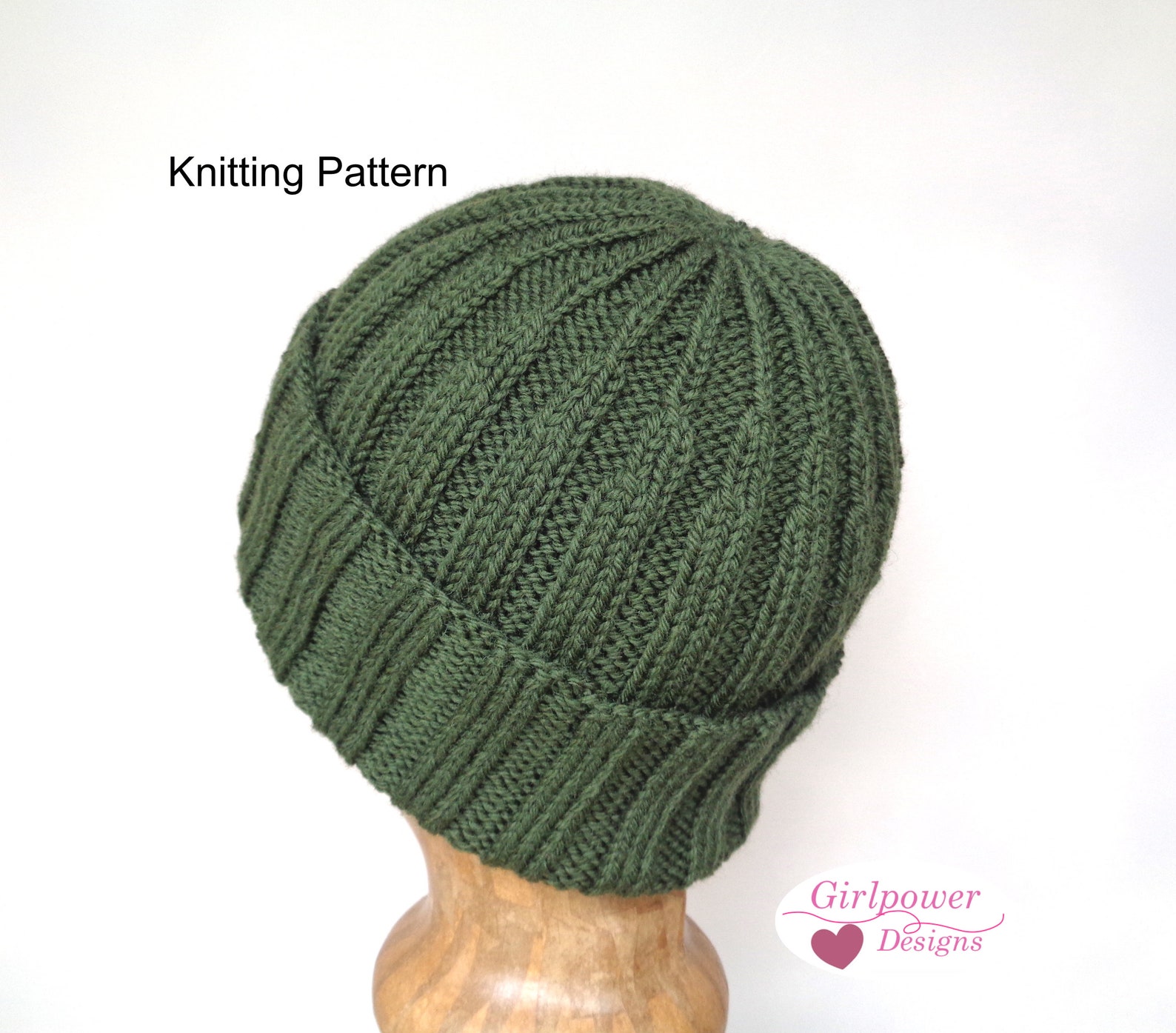 Ribbed Hat With Crown Detail Knitting Pattern Worsted Yarn | Etsy