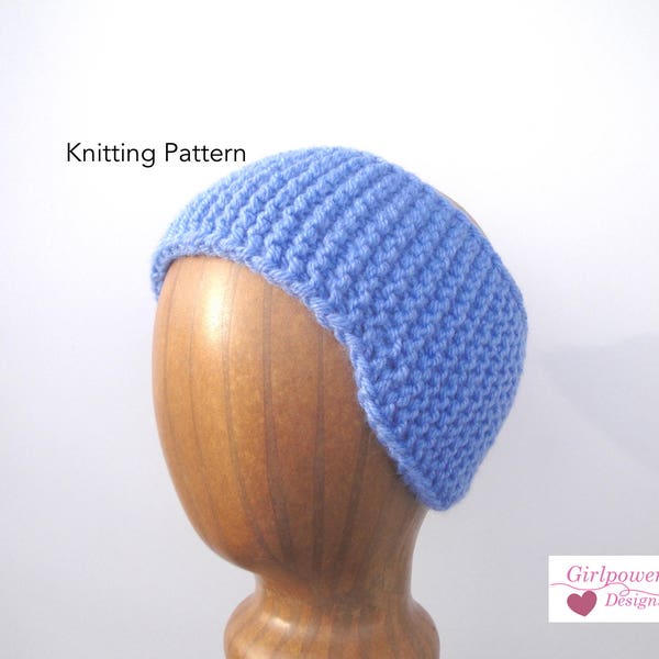 Ear Warmer Headband with Ear Flaps, Knitting Pattern, Easy Knit, Child Teen Adult, Worsted Chunky Yarn