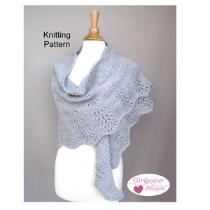 Wrap Shawl with Scallop Border, Knitting Pattern, Chunky Yarn, Quick Knit, Top Down, Stockinette Lace