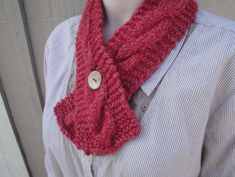 Button Neck Warmer Knitting Pattern Cable Design Quick Fast Etsy