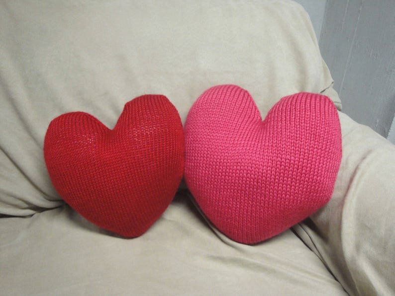 Sweet Heart Pillow Knit Pattern Heart Shaped Cushion Throw Etsy