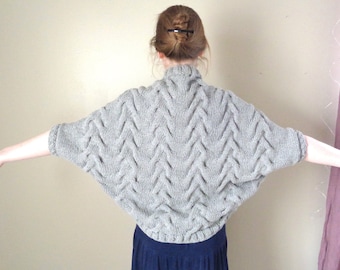 Cable Shrug Knitting Pattern, Shawl Wrap, Cocoon Sweater, Bolero Cardigan, Chunky Yarn, Women Teen Girls