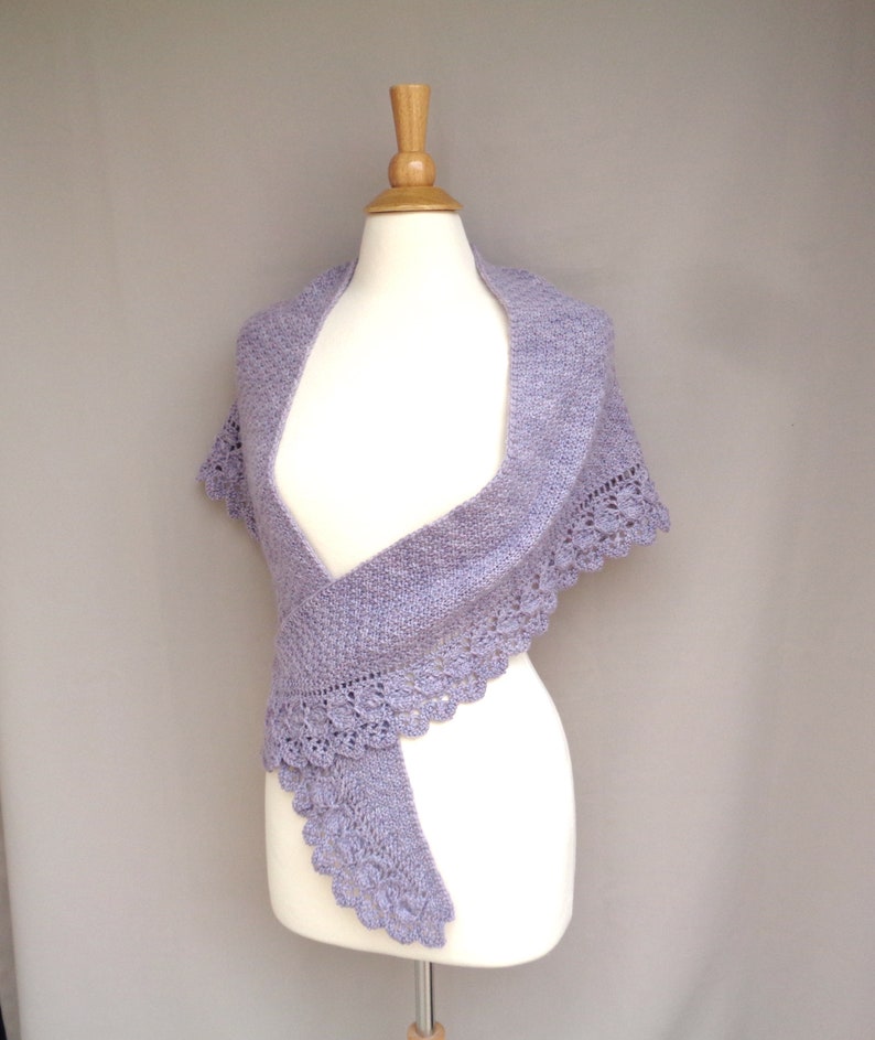 Scallop Edge Shawl Knitting Pattern Shallow Elongated Wrap Etsy