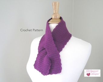 Crochet Keyhole Scarf, Easy PDF Pattern, Neck Warmer Pull Through Ascot, Sport Weight Yarn, Single Crochet