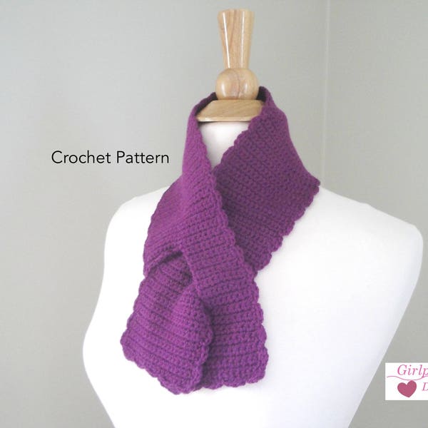 Crochet Keyhole Scarf, Easy PDF Pattern, Neck Warmer Pull Through Ascot, Sport Weight Yarn, Single Crochet