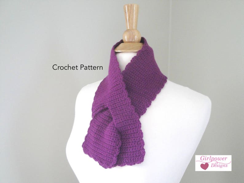 Crochet Keyhole Scarf, Easy PDF Pattern, Neck Warmer Pull Through Ascot, Sport Weight Yarn, Single Crochet image 1