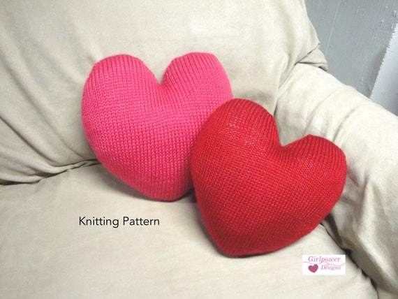 Sweet Heart Pillow Knit Pattern Heart Heart shaped pillow | Etsy