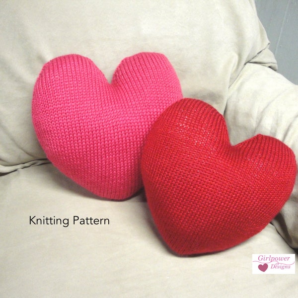 Sweet Heart Pillow Knit Pattern, Heart Shaped Cushion, Throw Pillow, Home Decor, Worsted Chunky Yarn, DIY Knitting Pattern