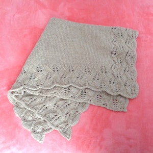 Baby Blanket Knitting Pattern, Leaf Border, Lace Pattern, Worsted Aran Yarn, Unisex Girl Boy, Nature Theme Nursery, 3 Sizes immagine 10