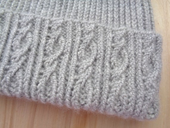 Beanie Hat With Twisted Rib and Cables Knitting Pattern, Men