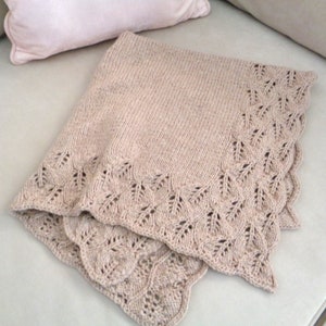 Baby Blanket Knitting Pattern, Leaf Border, Lace Pattern, Worsted Aran Yarn, Unisex Girl Boy, Nature Theme Nursery, 3 Sizes immagine 5