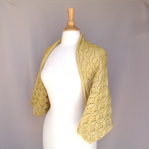 Diamond Lace Shrug Knitting Pattern, Relaxed Cocoon Sweater, Shawl with Sleeves, Worsted Yarn