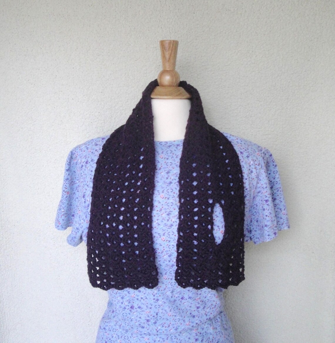 Easy Crochet Pattern Keyhole Scarf Worsted Yarn Lacy Etsy