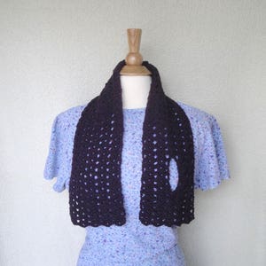 Easy Crochet Pattern Keyhole Scarf, Worsted Yarn, Lacy Scallop, Pull Through Scarf, Ascot Neck Warmer image 7