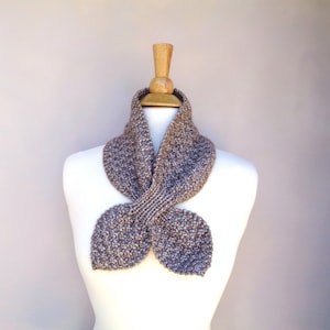 Box Stitch Ascot Scarf Knitting Pattern, Easy Neck Warmer Bow Scarf, Worsted Aran Yarn, Women & Teen Girls image 7