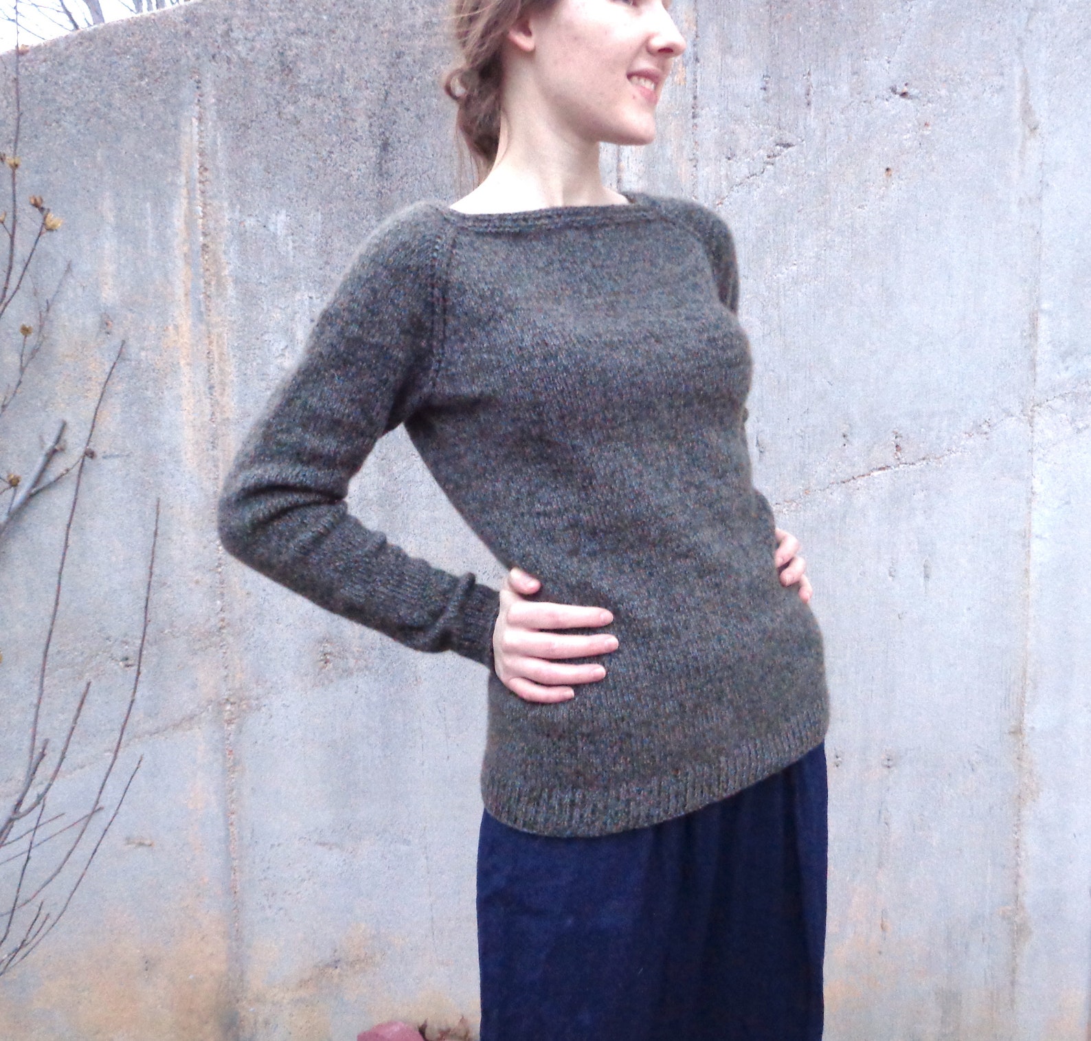 Pullover Sweater Knitting Pattern Boat Neck Eyelet Raglan Etsy