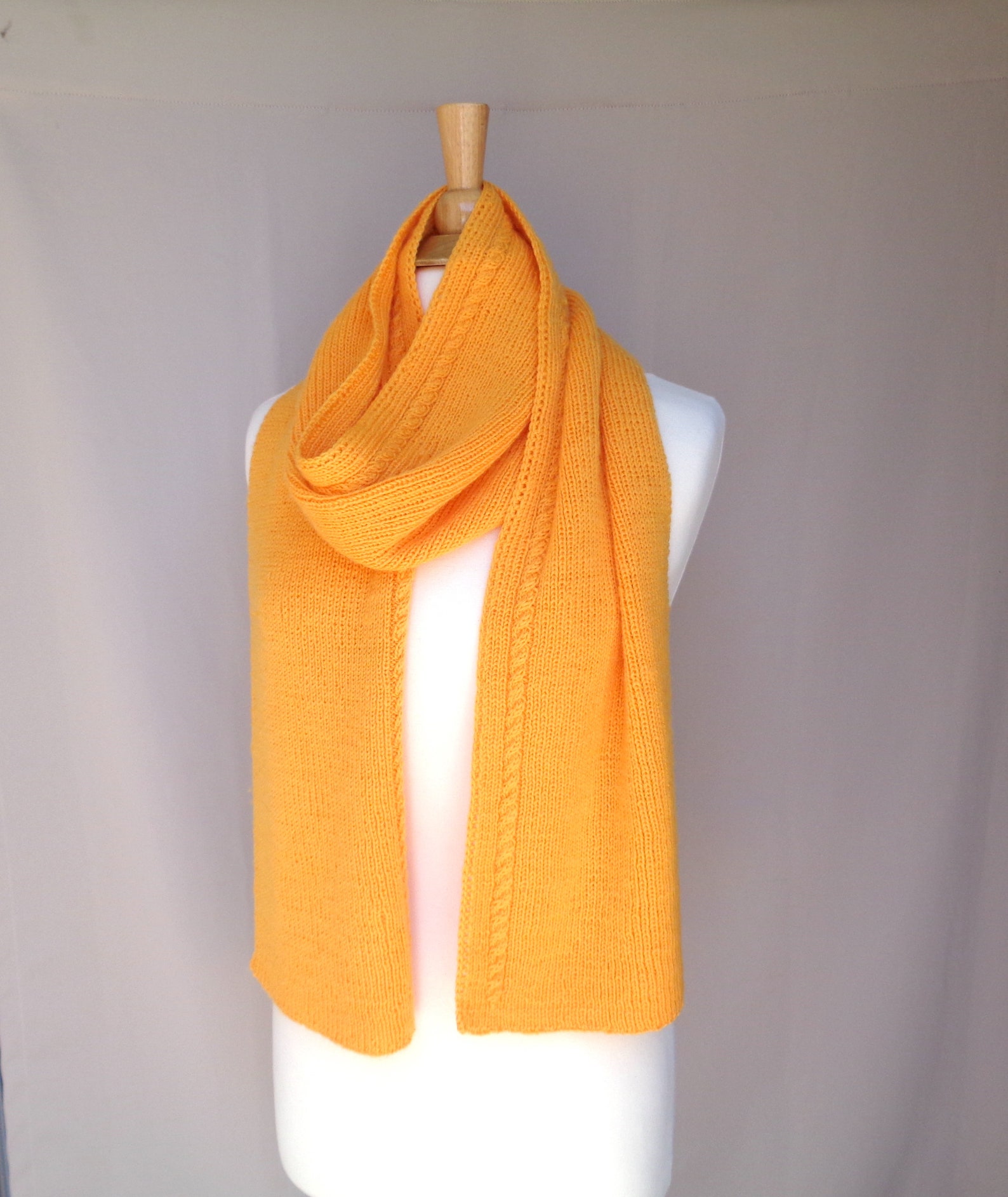 Ribbed Scarf With Cable Knitting Pattern Fingering Weight Etsy