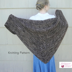 Espresso Shawl Knitting Pattern, Easy Knit, Garter Stitch Eyelets, Worsted Yarn, Prayer Shawl, Cozy Wrap