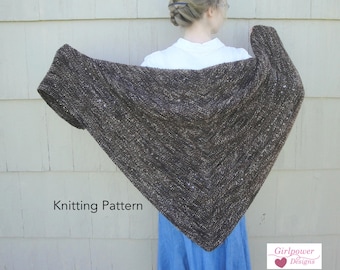 Espresso Shawl Knitting Pattern, Easy Knit, Garter Stitch Eyelets, Worsted Yarn, Prayer Shawl, Cozy Wrap