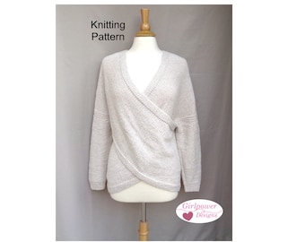 Cross Front Sweater Knitting Pattern, Wrap Front Pullover, Stylish Fashion, Women Teens Girls, XXS S M L Xl XXl, Slouchy Fit