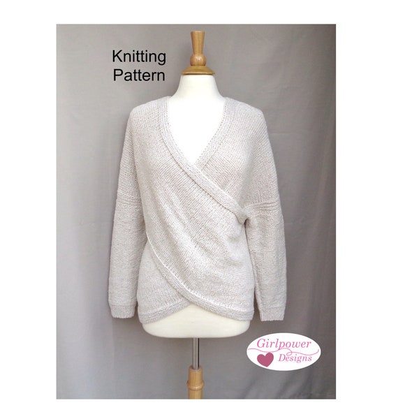 Cross Front Sweater Knitting Pattern, Wrap Front Pullover, Stylish Fashion, Women Teens Girls, XXS S M L Xl XXl, Slouchy Fit