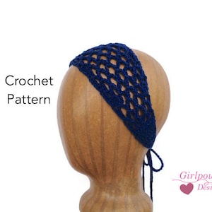 Mesh Headband Crochet Pattern, Tie Back Headband, Women Teen Girls Fashion, Sport Weight Yarn, Easy Crochet, Stash Buster