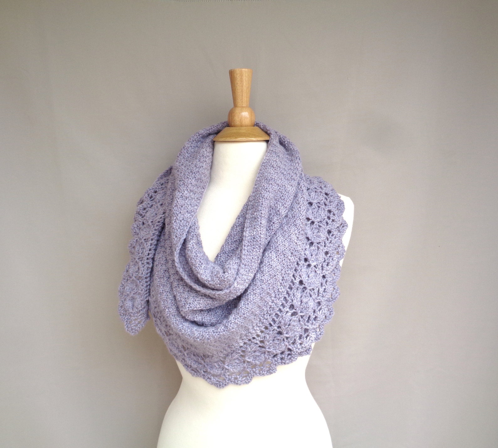 Scallop Edge Shawl Knitting Pattern Shallow Elongated Wrap Etsy