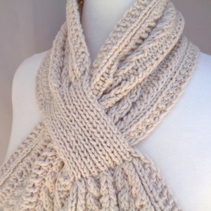 Keyhole Scarf With Cables Knitting Pattern, Pull Through Neck Warmer ...