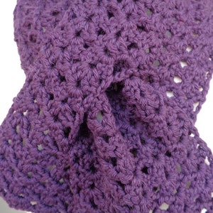 Easy Crochet Pattern Keyhole Scarf, Worsted Yarn, Lacy Scallop, Pull Through Scarf, Ascot Neck Warmer image 3