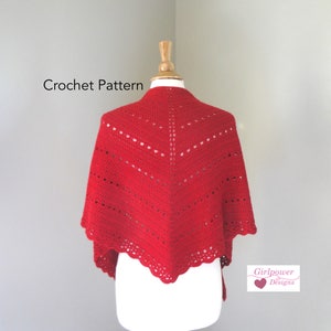 Shawl Wrap Crochet Pattern, Eyelets & Scallop Lace, DK Weight Yarn, Double Single Crochet, Scallop Edge