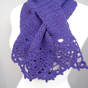 Crochet Pattern, Keyhole Scarf With Lacy Edging, DK Weight Yarn, Pull ...