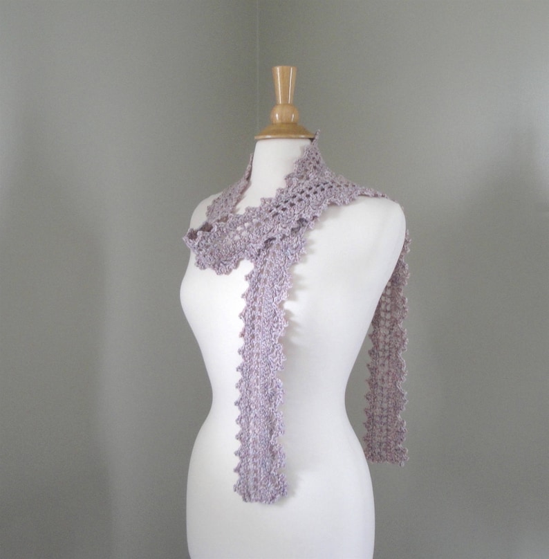 Lacy Scarf Crochet Pattern Skinny Thin Scarf Scallop Edge Etsy