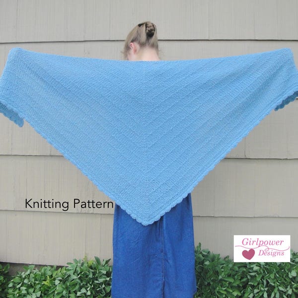 Cozy Shawl Knitting Pattern, Simple Easy Shawl Wrap, Large Shawl, Stockinette Stitch, Crochet Scallop Edge