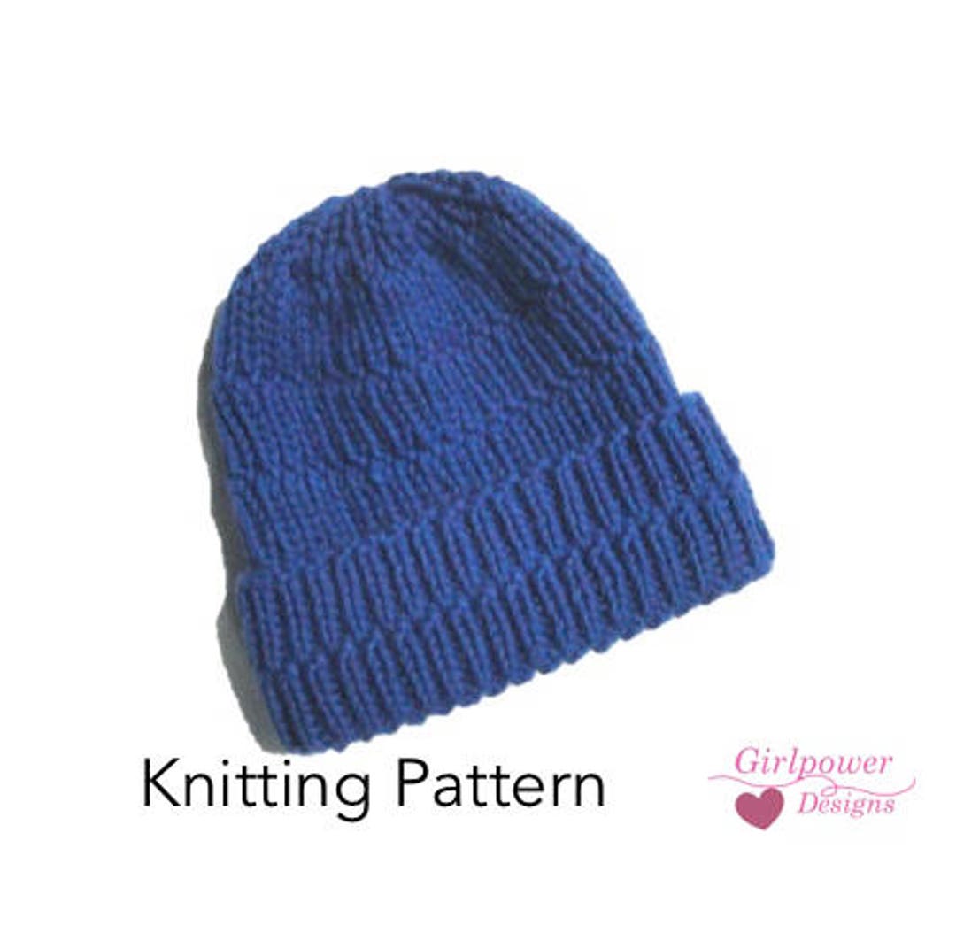 Chunky Ribbed Hat Knitting Pattern Easy Knit Beanie Hat Cap, Children ...