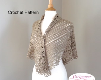 Crochet Shawl Pattern, Top Down, Triangle Shawl, Mesh Texture, Loopy Lace Border, Flower Blossom Lace, Fingering Yarn, Prayer Shawl