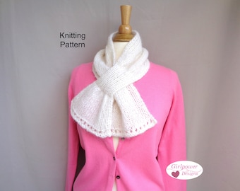 Keyhole Scarf With Eyelets Knitting Pattern, Pull Through Neck