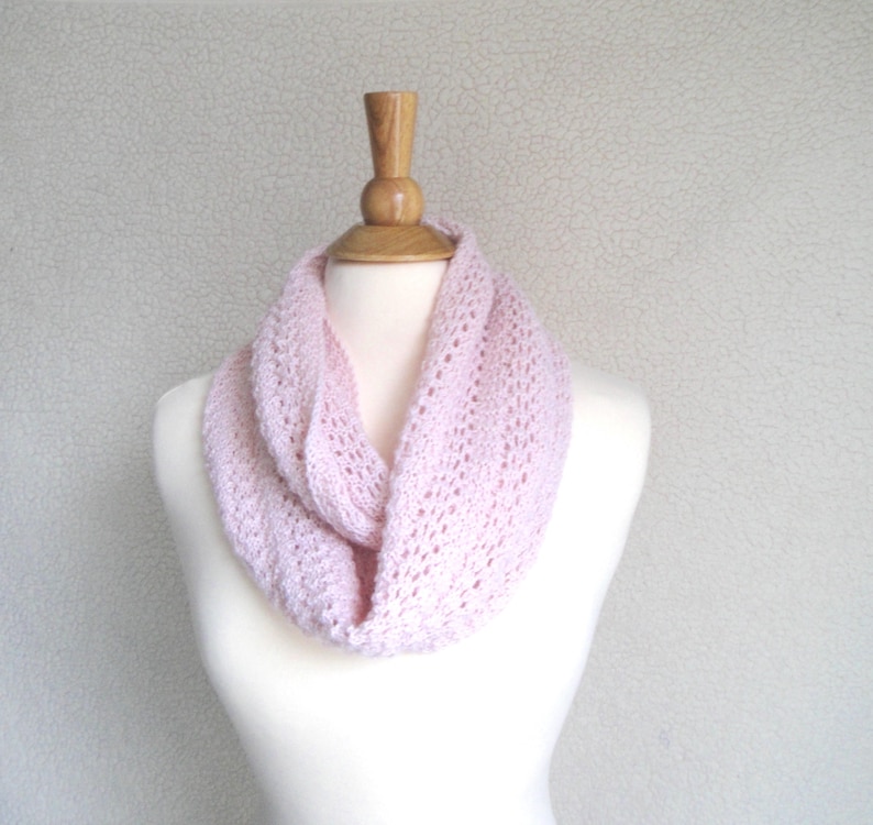 Featherweight Infinity Scarf Knitting Pattern, Easy Lace Scarf, Light Airy, Alpaca Lace Sport DK Yarn image 3